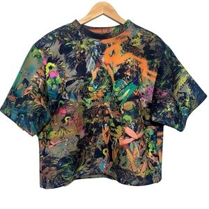 Liberal Youth Ministry Anime Camo Cartoon Short Sleeve Scuba Shirt Size XL